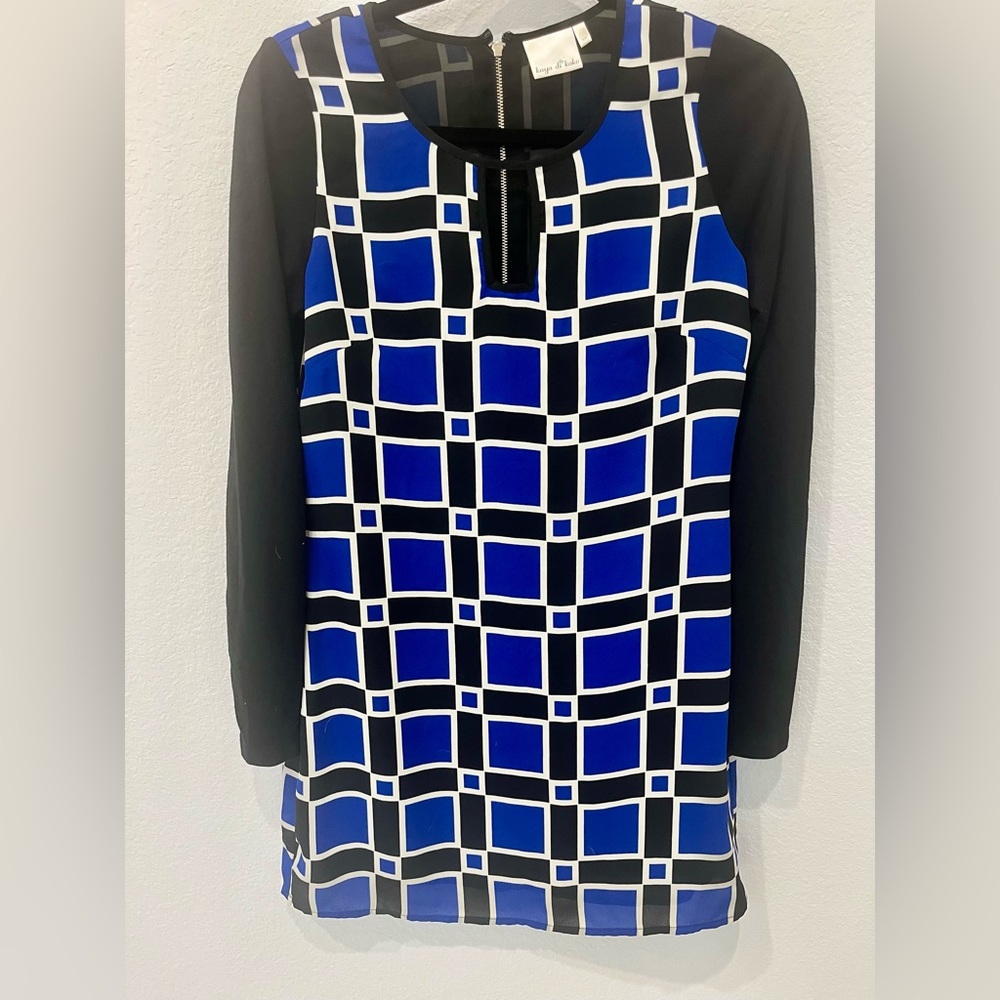 Color block dress | Black | Blue | White | Keyhole | Silver Zipper